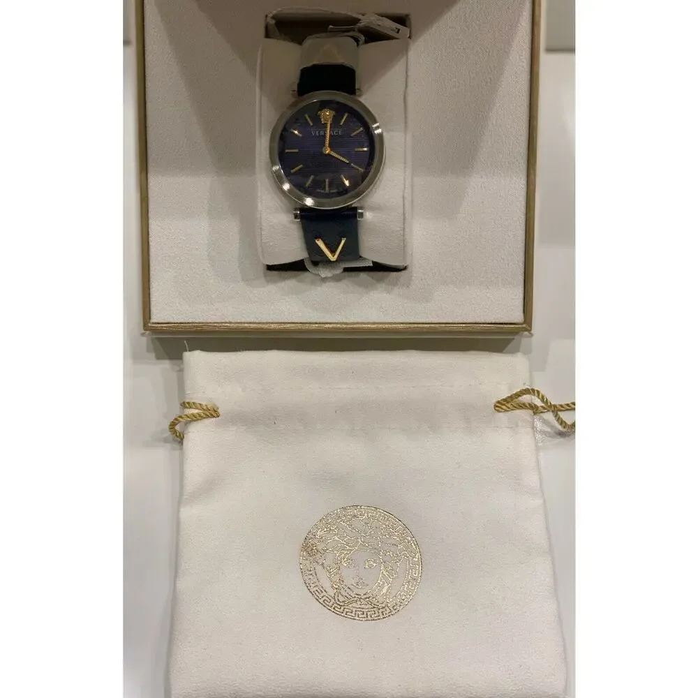 Versace Stainless Steel & Leather Strap Women's Watch NIB $1295